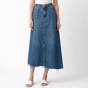 Free People We The Free Come As You Are Maxi Skirt 4 Denim Raw Hem High Waist